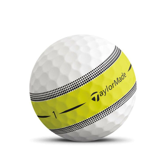 TaylorMade Tour Response Stripe 2022 model golf balls, 1 dozen (12 balls), white/yellow - Golfrabbit.ch⛳🩷