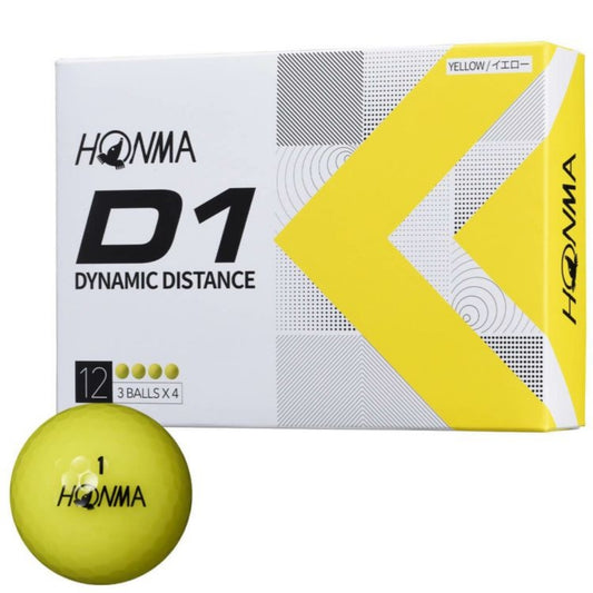 Honma Golf D1 Golf Ball 2022 Model 1 Dozen (12 Balls) Yellow 