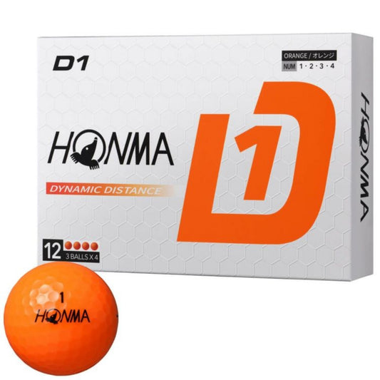 Honma Golf D1 2024 Model Golf Balls, 1 Dozen (12 Balls) Orange