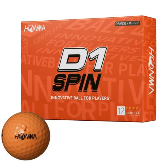 Honma Golf D1 SPIN 2023 Model Golf Balls, 1 Dozen (12 Balls) Orange