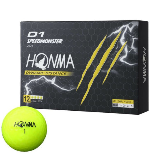 Honma Golf D1 SPEEDMONSTER 2023 Model Golf Balls 1 Dozen (12 Balls) Yellow