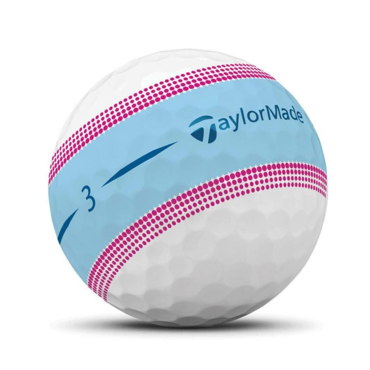 TaylorMade Tour Response Stripe 2023 Model Golf Balls, 1 Dozen (12 Balls), Blue/Pink