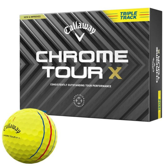 Callaway Chrome TourX Triple Track 2024 Model Golf Balls, 1 Dozen (12 Balls) Yellow