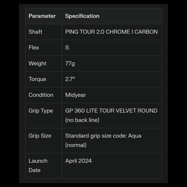 PING i530 Eisensatz 2024, 5-teilig (6-9, PW) mit PING TOUR 2.0 CHROME Carbonschaft - Premium Golfschläger für die Schweiz