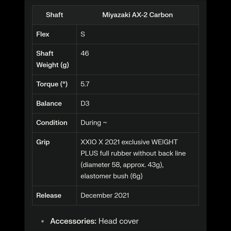 XXIO X Herren Driver 2022 Modell mit Miyazaki AX-2 Carbonschaft